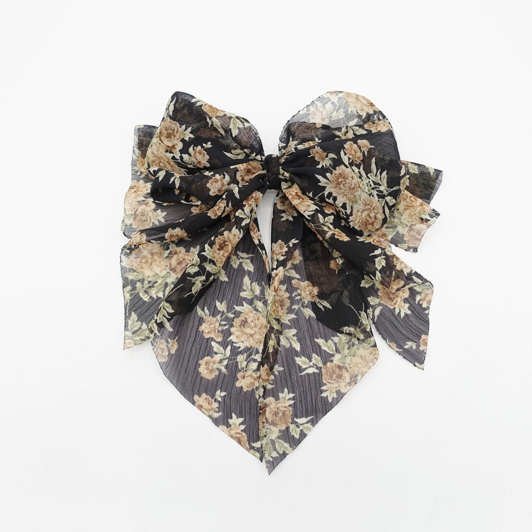 satin print hair bow tassel strap print scarf tail hair bow for