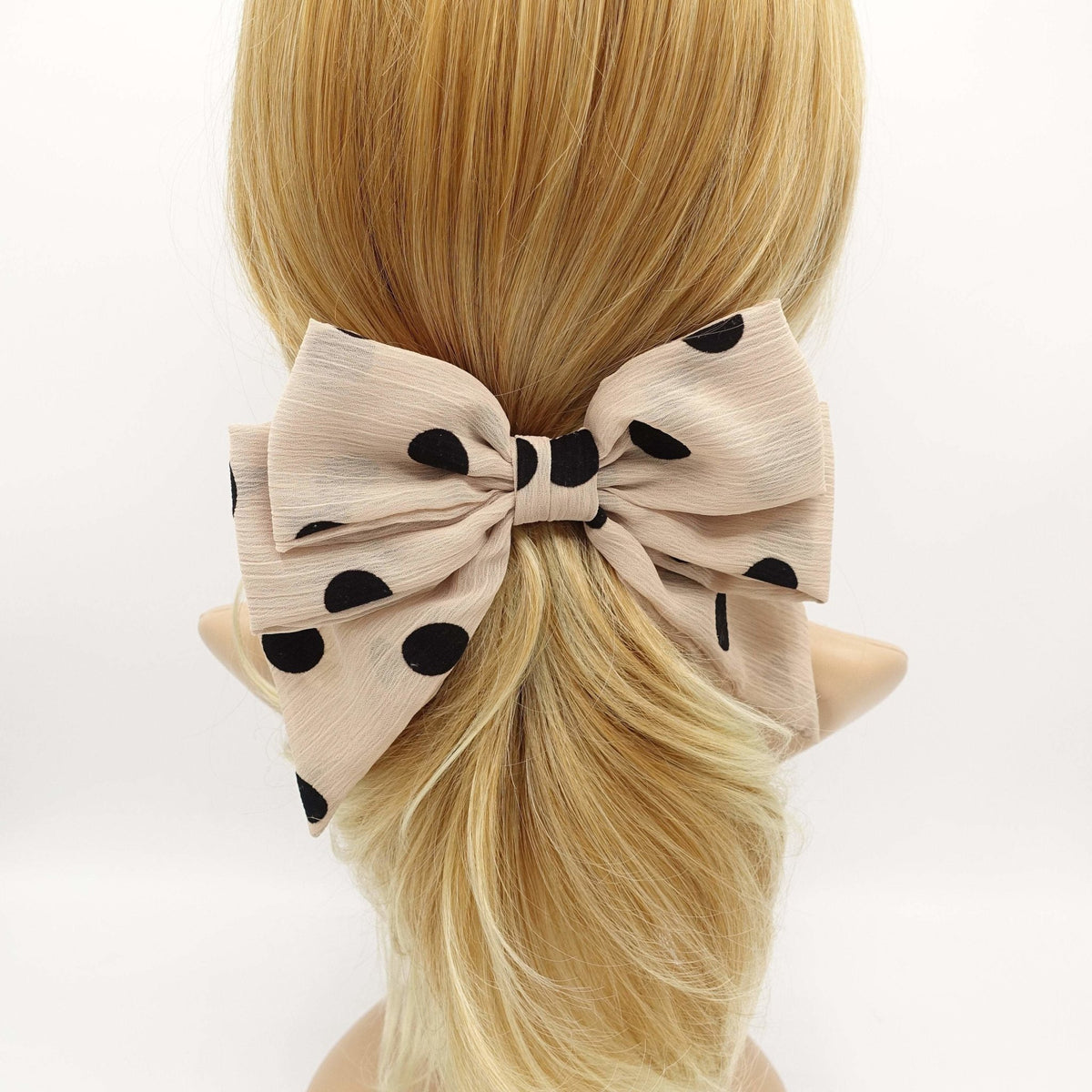 velvet dotted chiffon hair bow cute style crinkled fabric hair accesso