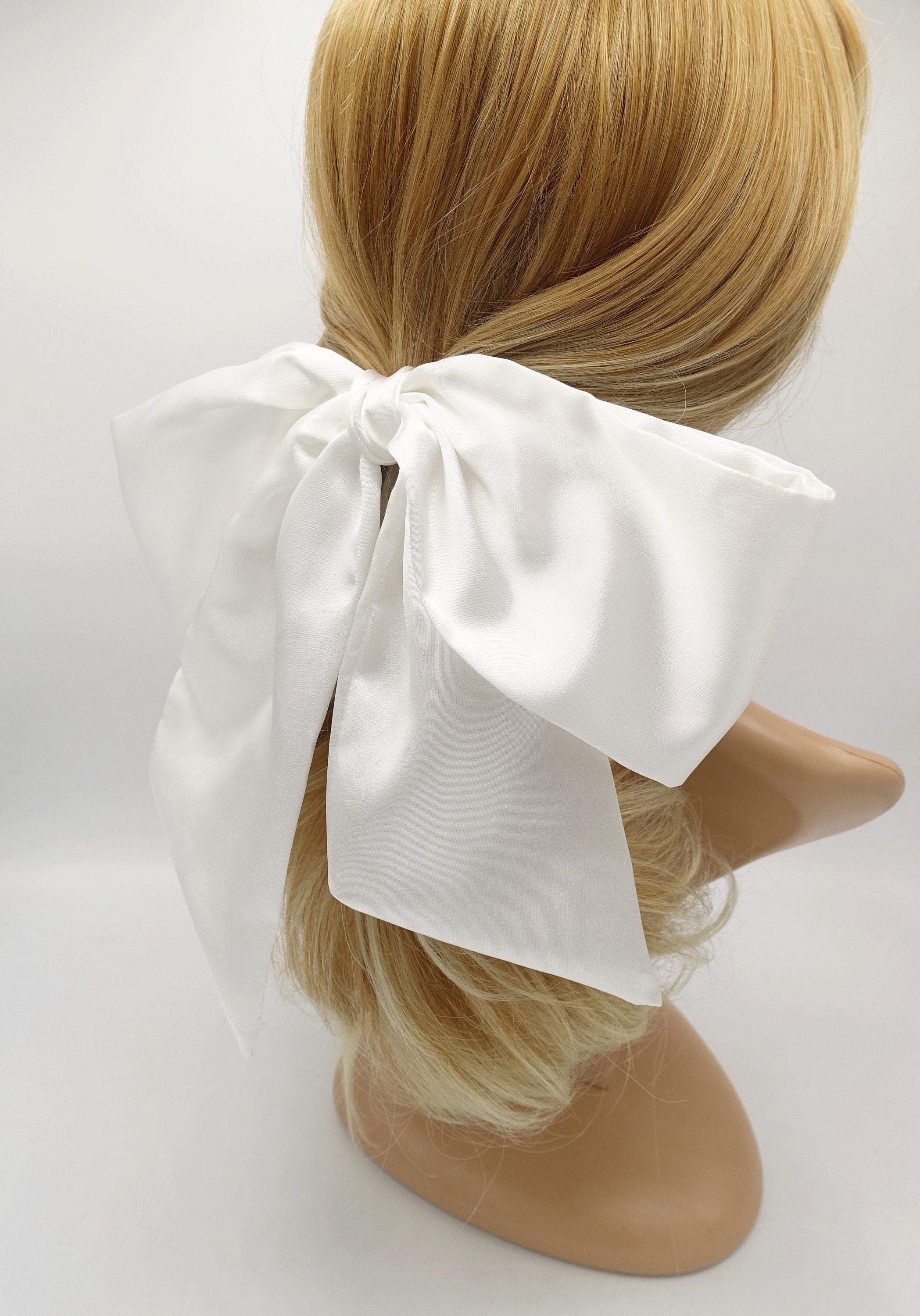 VeryShine Gross Grain Hair Bow Narrow Ribbon Hair Accessory for Women Navy