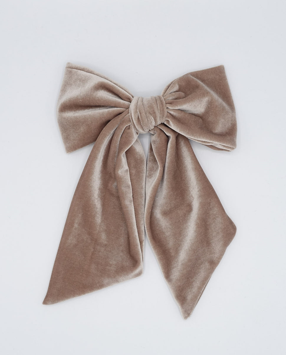 giant velvet bow french barrette wide tail women hair accessory