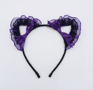 cat ear headband organza lace wrap event headband