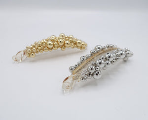 beaded banana hair clip, metal ball banana clip for women