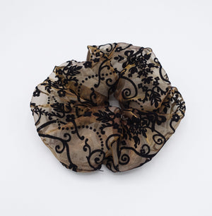 velvet patterned scrunchies, organza scrunchies for women