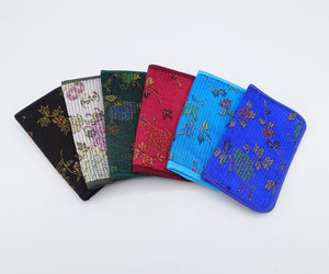 fabric card holder, embroidered fabric business card holder for women