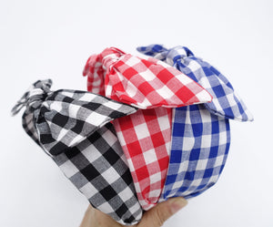 gingham check headband, bow knot headband, casual headband for women