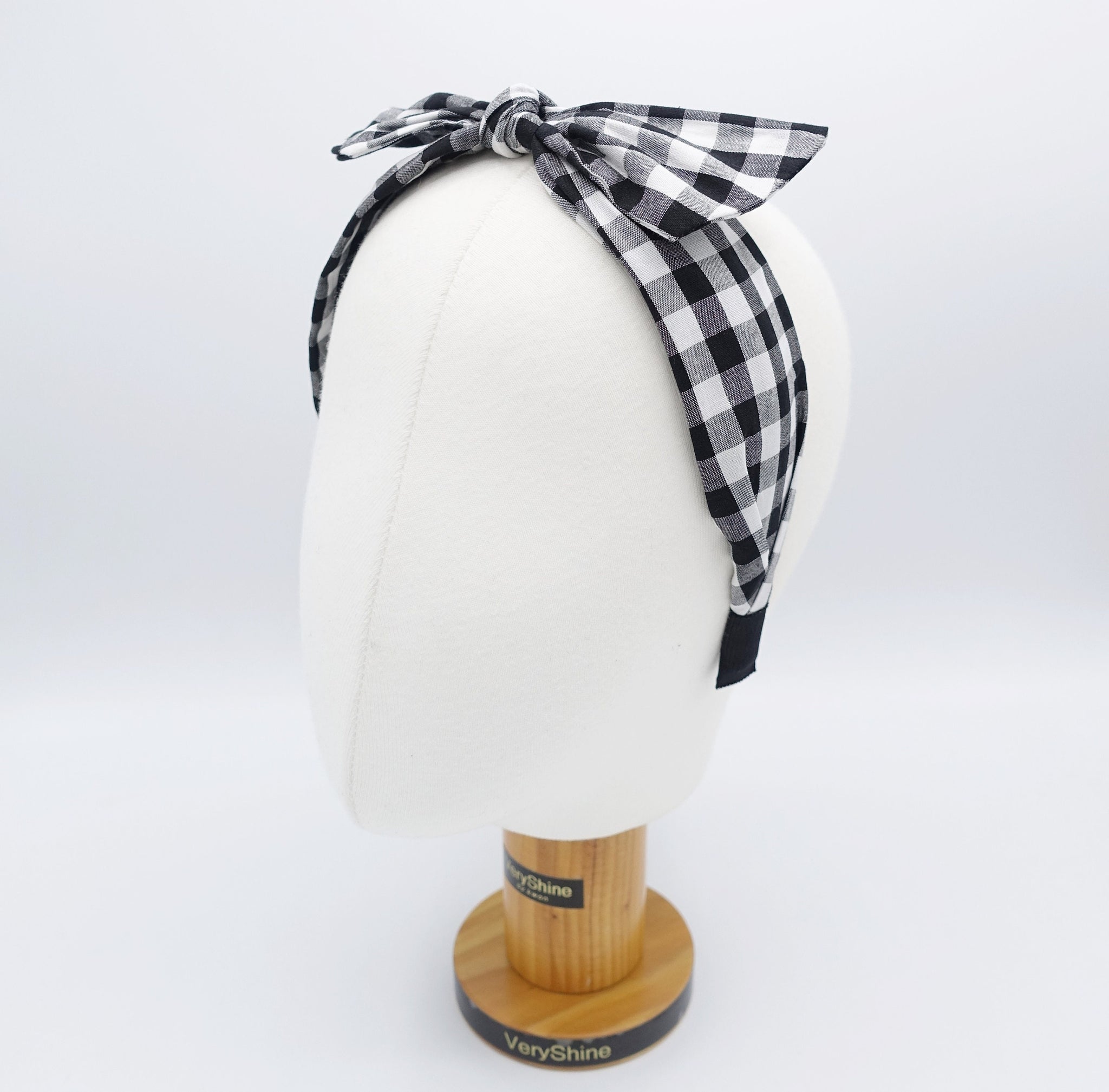 gingham check headband, bow knot headband, casual headband for women