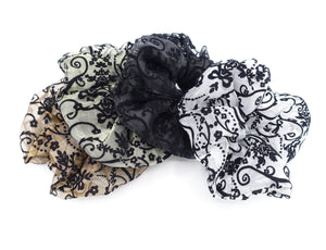 velvet patterned scrunchies, organza scrunchies for women