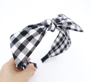 gingham check headband, bow knot headband, casual headband for women