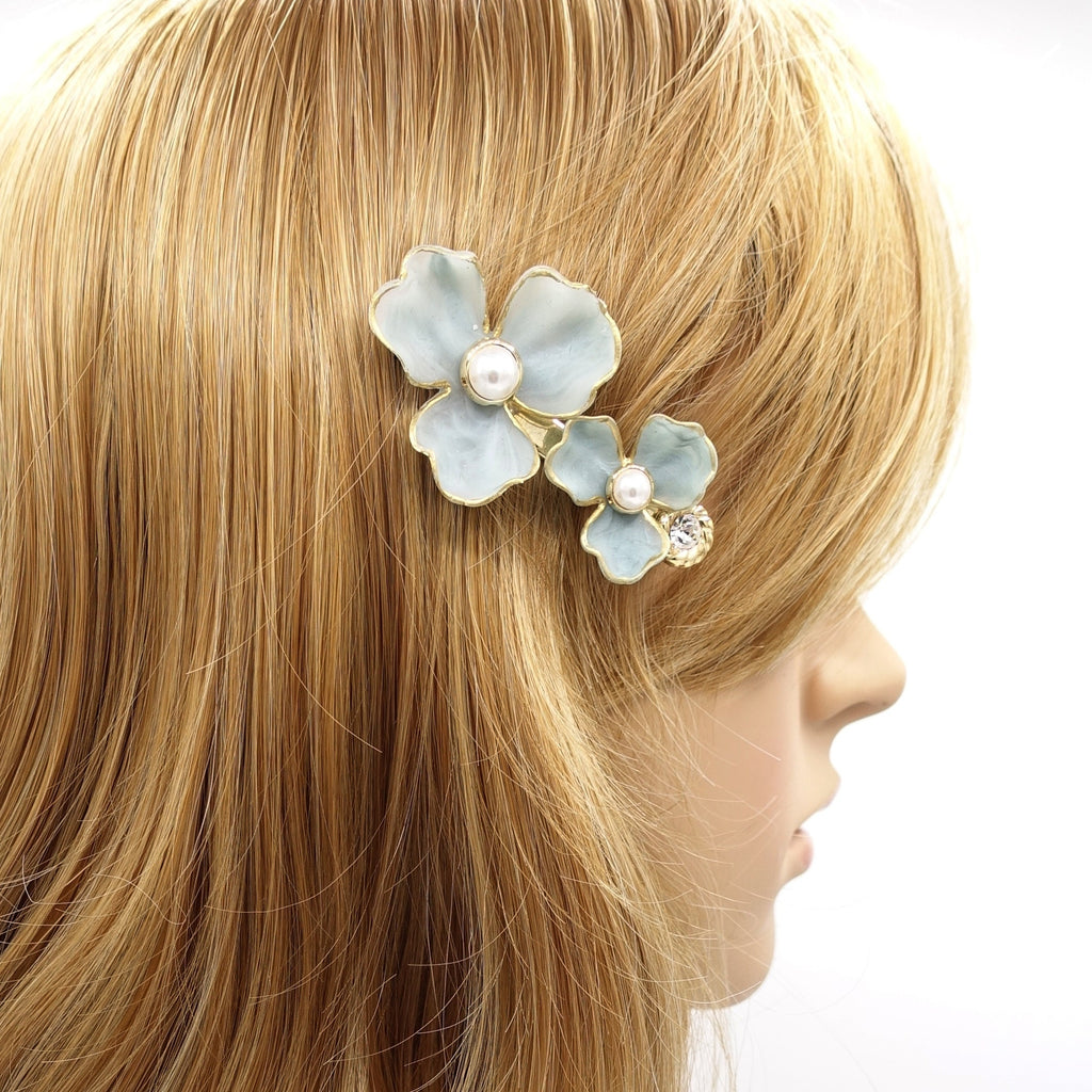 pearl flower hair clip for women