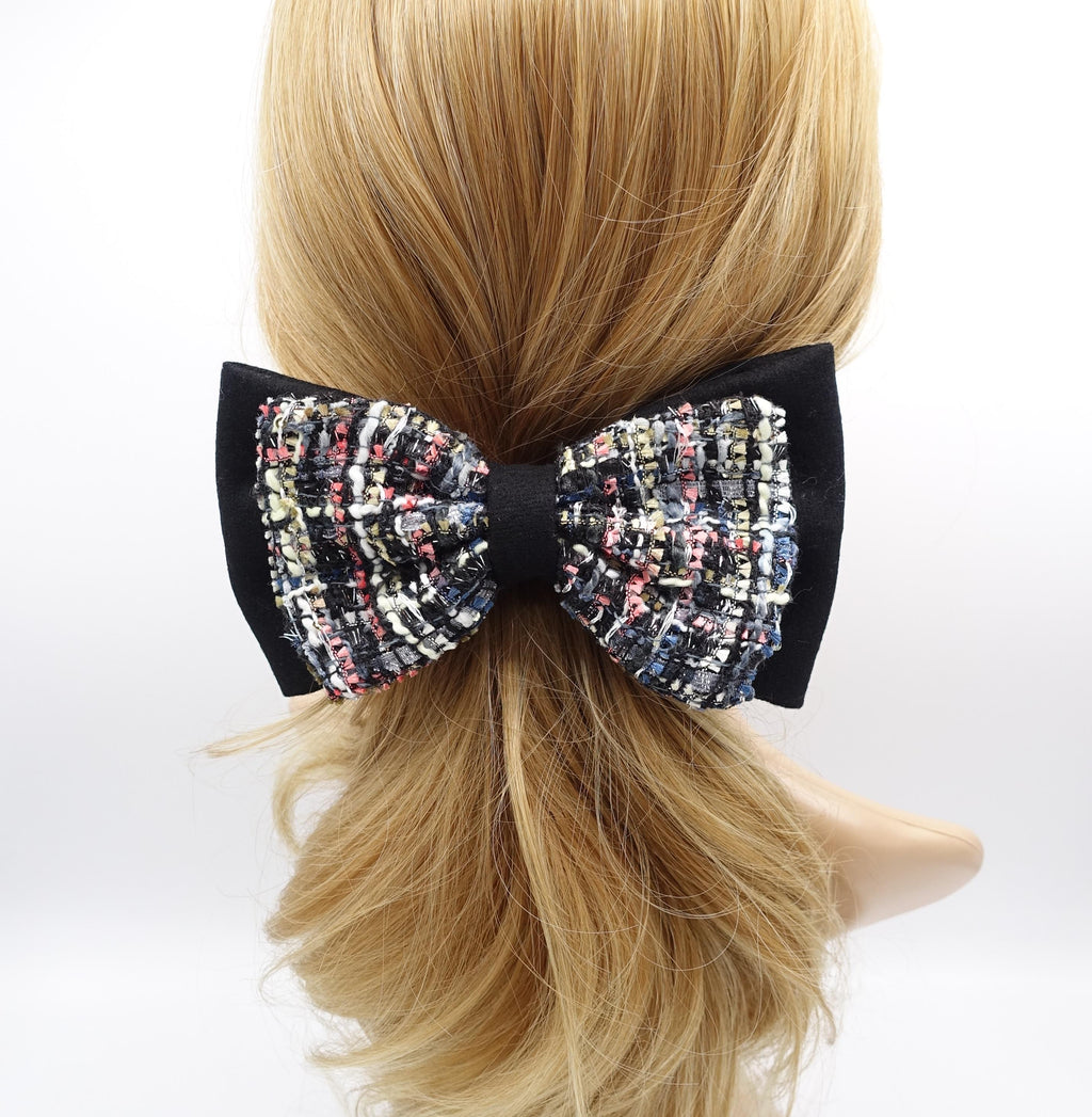 tweed layered hair bow for women