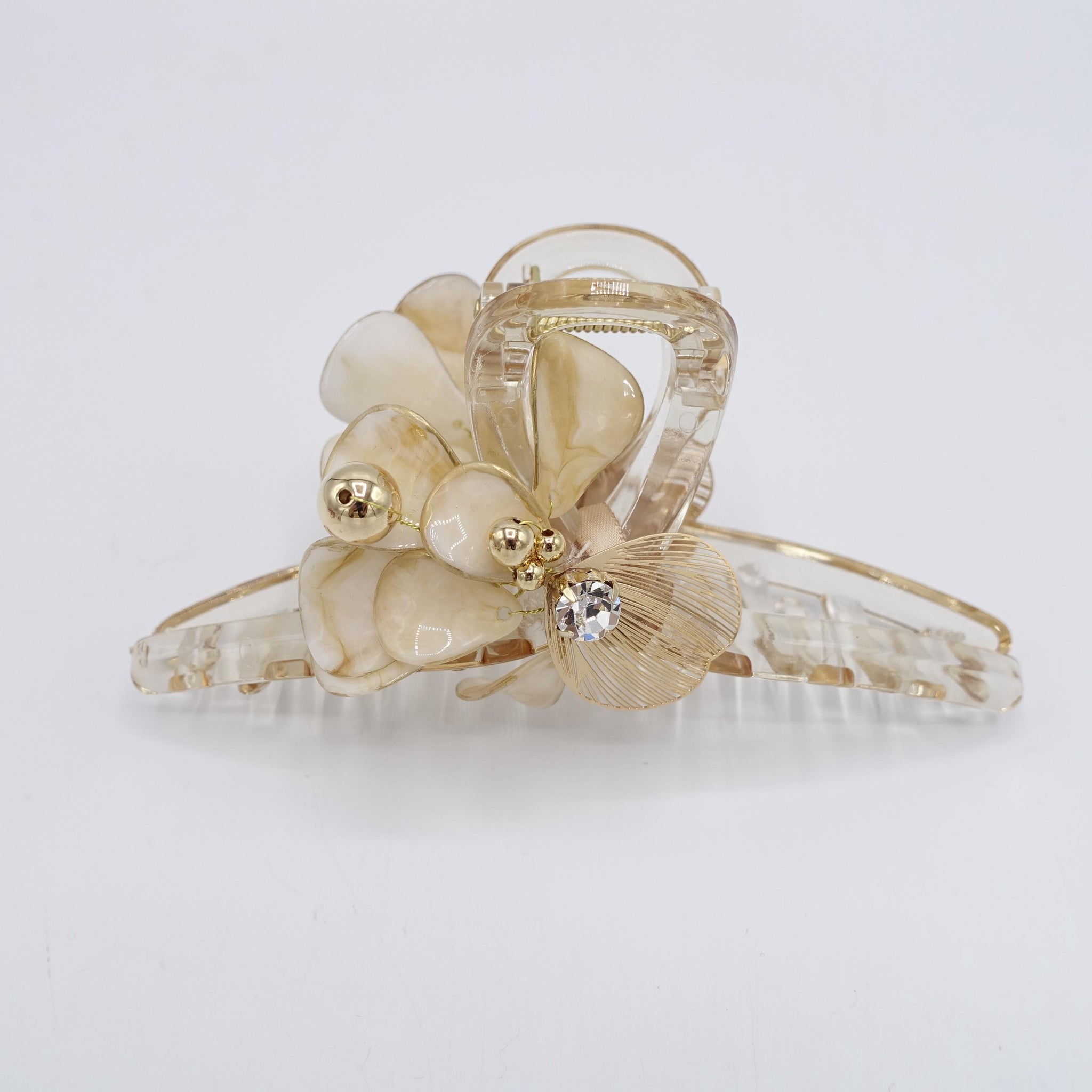 flower hair claw, handmade hair claw, embellished hair claw for women