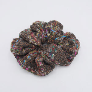 tweed scrunchies, thick scrunchies, Fall Winter hair elastic for women