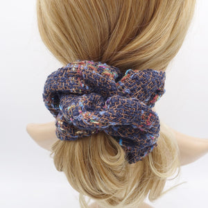 tweed scrunchies, thick scrunchies, Fall Winter hair elastic for women