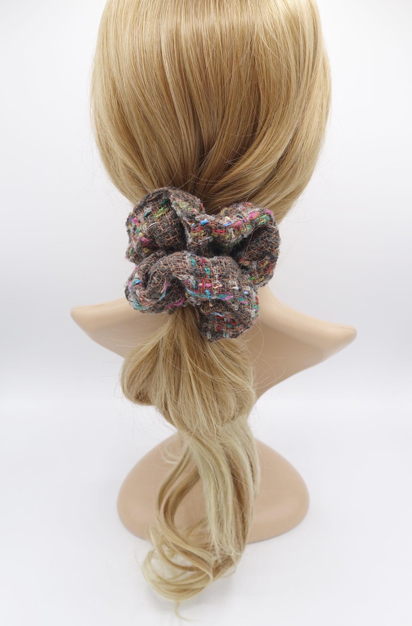 tweed scrunchies, thick scrunchies, Fall Winter hair elastic for women