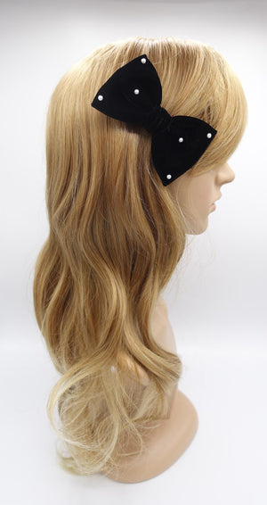 veryshine.com Barrette (Bow) basic velvet bow, velvet bow hair clip, pearl bow clip for women