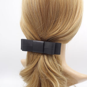 veryshine.com Barrette (Bow) Black Artificial Leather Bow Hair Slide French Barrette Women Hair Accessory