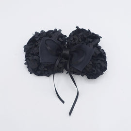 veryshine.com Barrette (Bow) Black petal bloom hair bow, organza layered hair bow for women