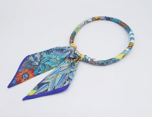 veryshine.com Barrette (Bow) Blue scarf necklace, leaf flower pattern necklace, magnetic necklace