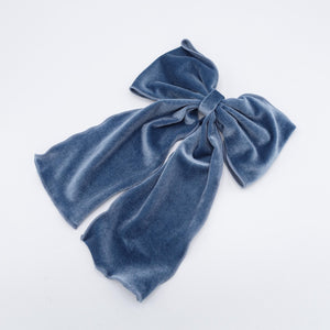 veryshine.com Barrette (Bow) Blue velvet lettuce hem layered hair bow for women