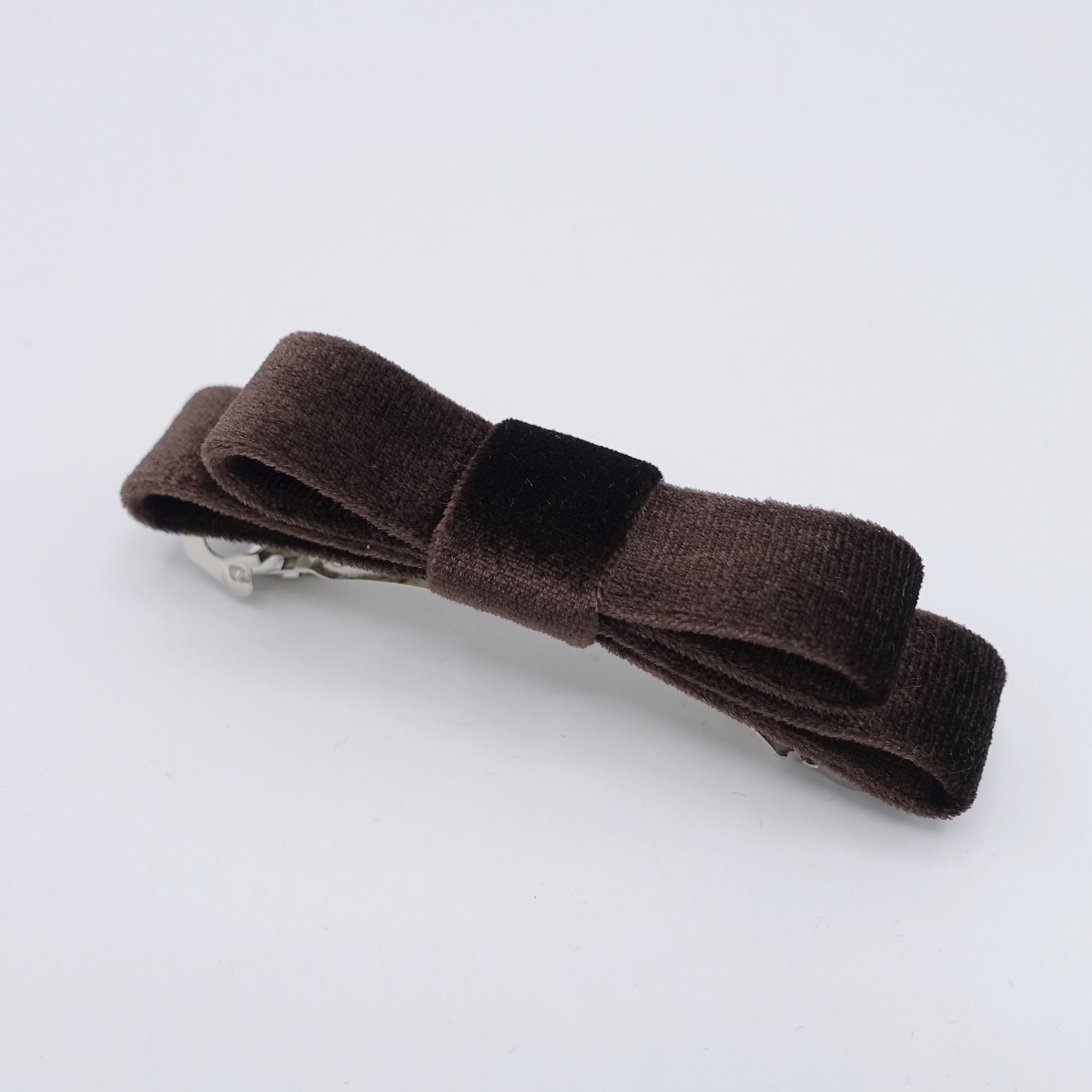 veryshine.com Barrette (Bow) Brown flat velvet hair bow, small velvet hair barrette