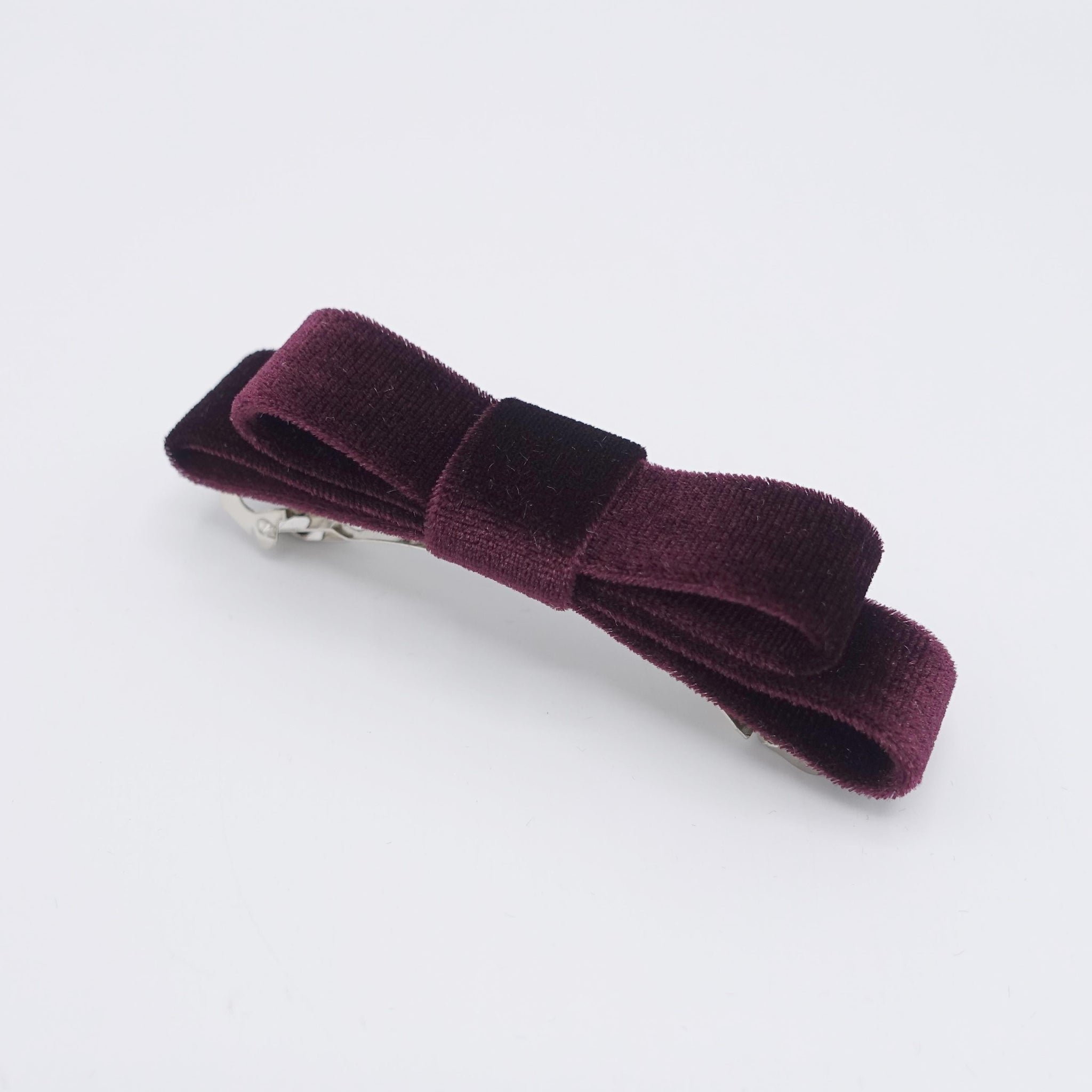 veryshine.com Barrette (Bow) Burgundy flat velvet hair bow, small velvet hair barrette