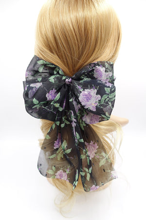 veryshine.com Barrette (Bow) chiffon floral hair bow, chiffon tail hair bow for women