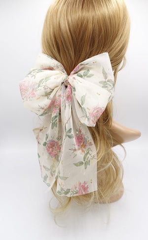 veryshine.com Barrette (Bow) chiffon floral hair bow, chiffon tail hair bow for women