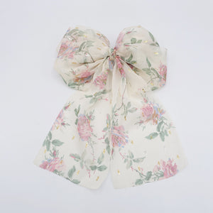 veryshine.com Barrette (Bow) chiffon floral hair bow, chiffon tail hair bow for women