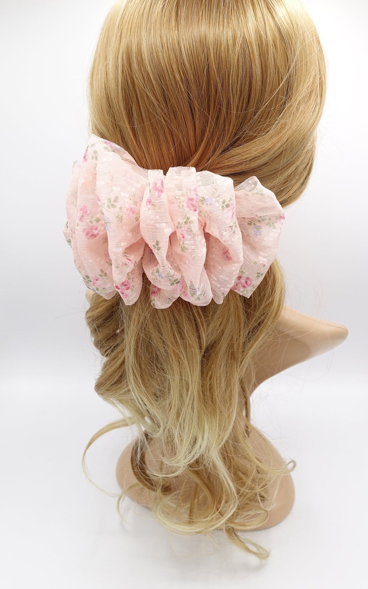 veryshine.com Barrette (Bow) chiffon floral ruffle hair bow for women