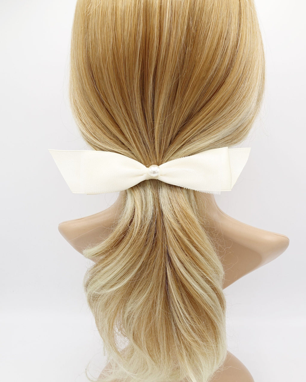 veryshine.com Barrette (Bow) Cream ivory tulle layered satin layered hair bow for women