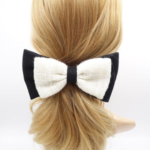 veryshine.com Barrette (Bow) Cream white tweed layered hair bow for women