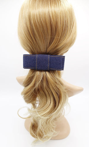 veryshine.com Barrette (Bow) denim hair bow, flat hair bow, VeryShine hair bow for women