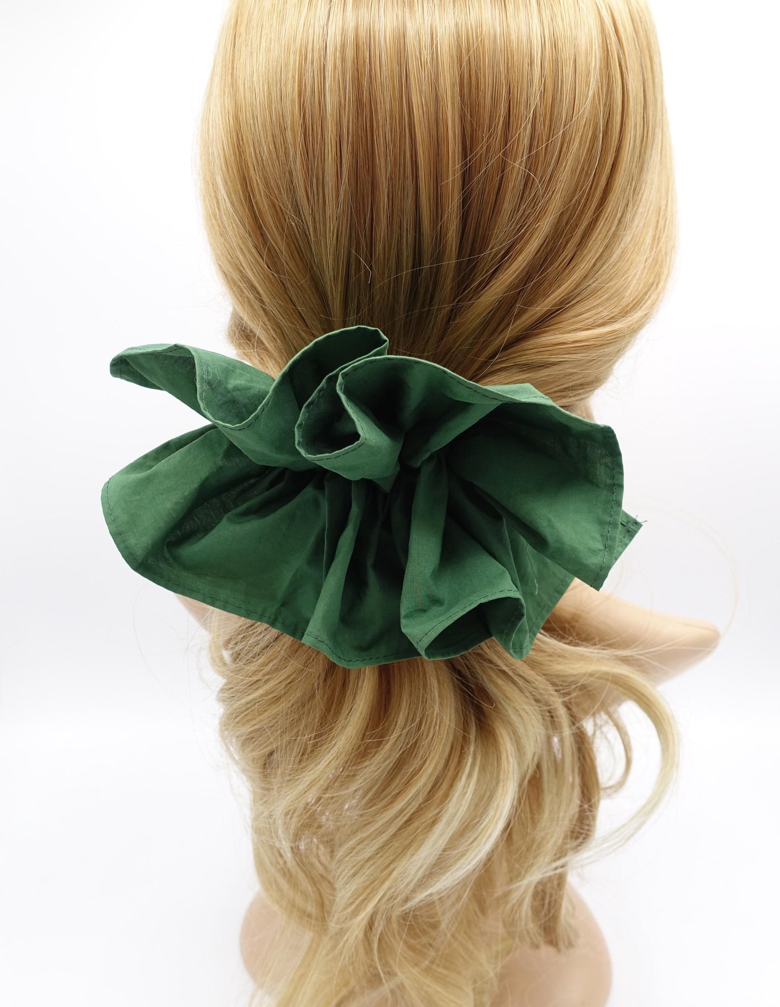 veryshine.com Barrette (Bow) Green scrunchies hair barrette, ruffle bow hair barrette for women