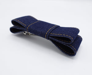 veryshine.com Barrette (Bow) Indigo blue denim hair bow, flat hair bow, VeryShine hair bow for women