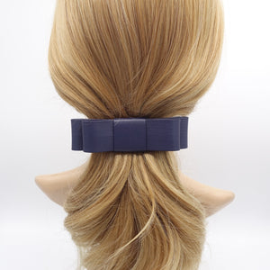 veryshine.com Barrette (Bow) Navy Artificial Leather Bow Hair Slide French Barrette Women Hair Accessory
