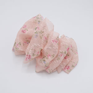 veryshine.com Barrette (Bow) Pink chiffon floral ruffle hair bow for women
