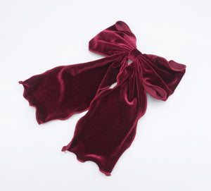 veryshine.com Barrette (Bow) Red wine velvet lettuce hem layered hair bow for women