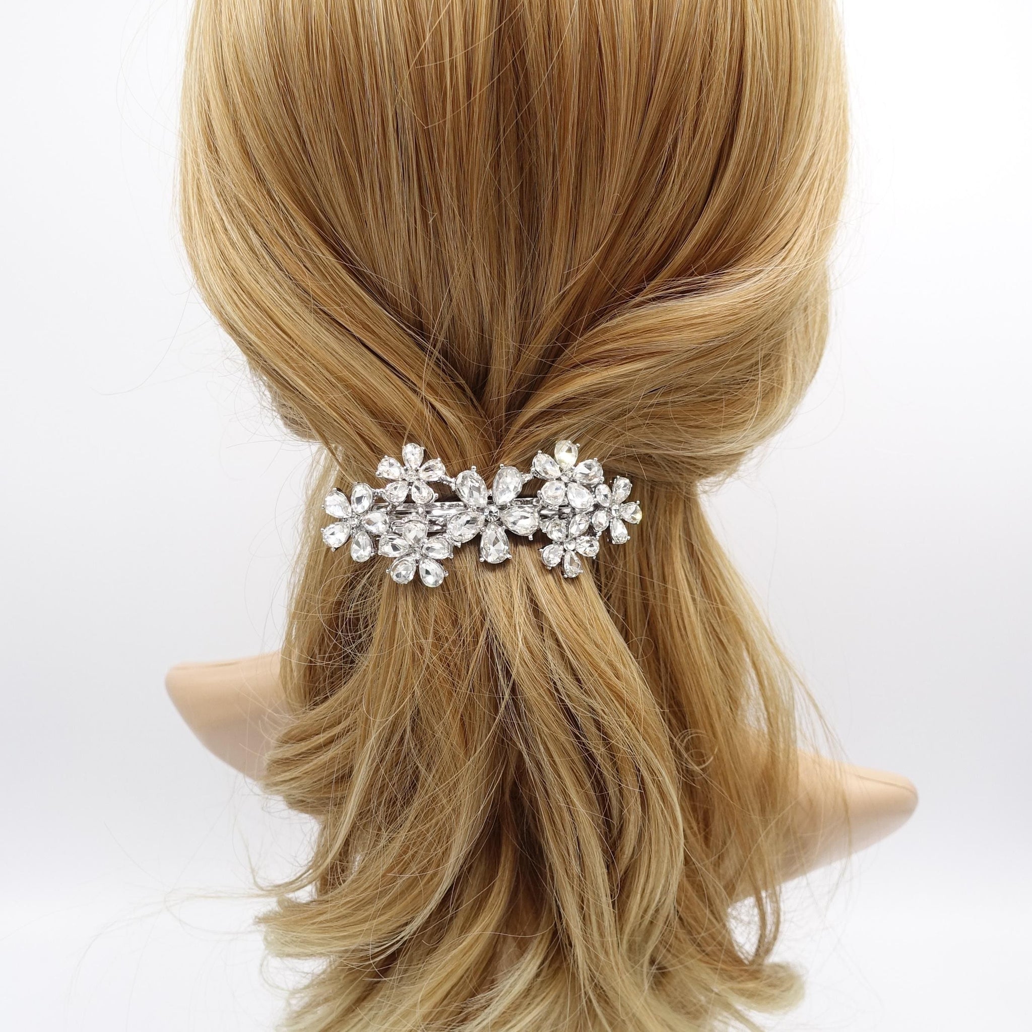 veryshine.com Barrette (Bow) rhinestone flower hair barrette, 7 flower hair barrette, bling hair barrette for women