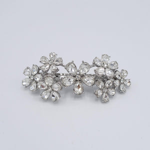 veryshine.com Barrette (Bow) Silver rhinestone flower hair barrette, 7 flower hair barrette, bling hair barrette for women