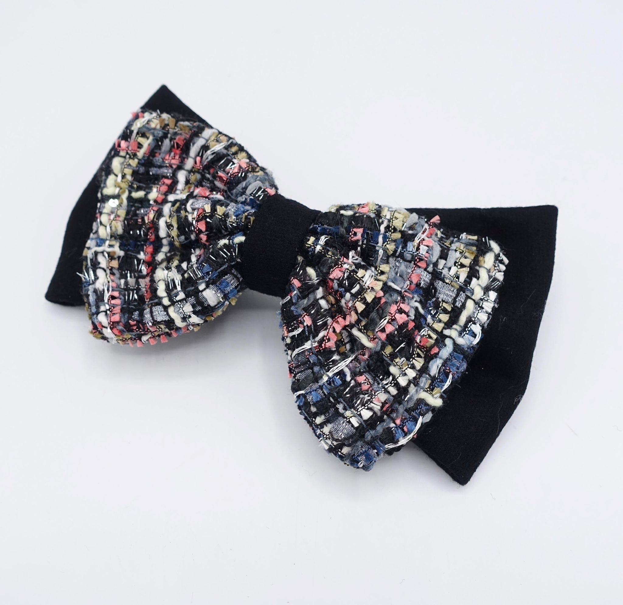 veryshine.com Barrette (Bow) tweed layered hair bow for women