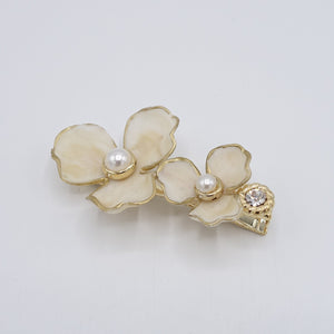 veryshine.com Bridal acc. 2 flowers Cream pearl flower hair clip for women