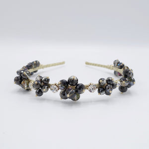 veryshine.com Bridal acc. Hematite crystal bead flower headband, event headband for women