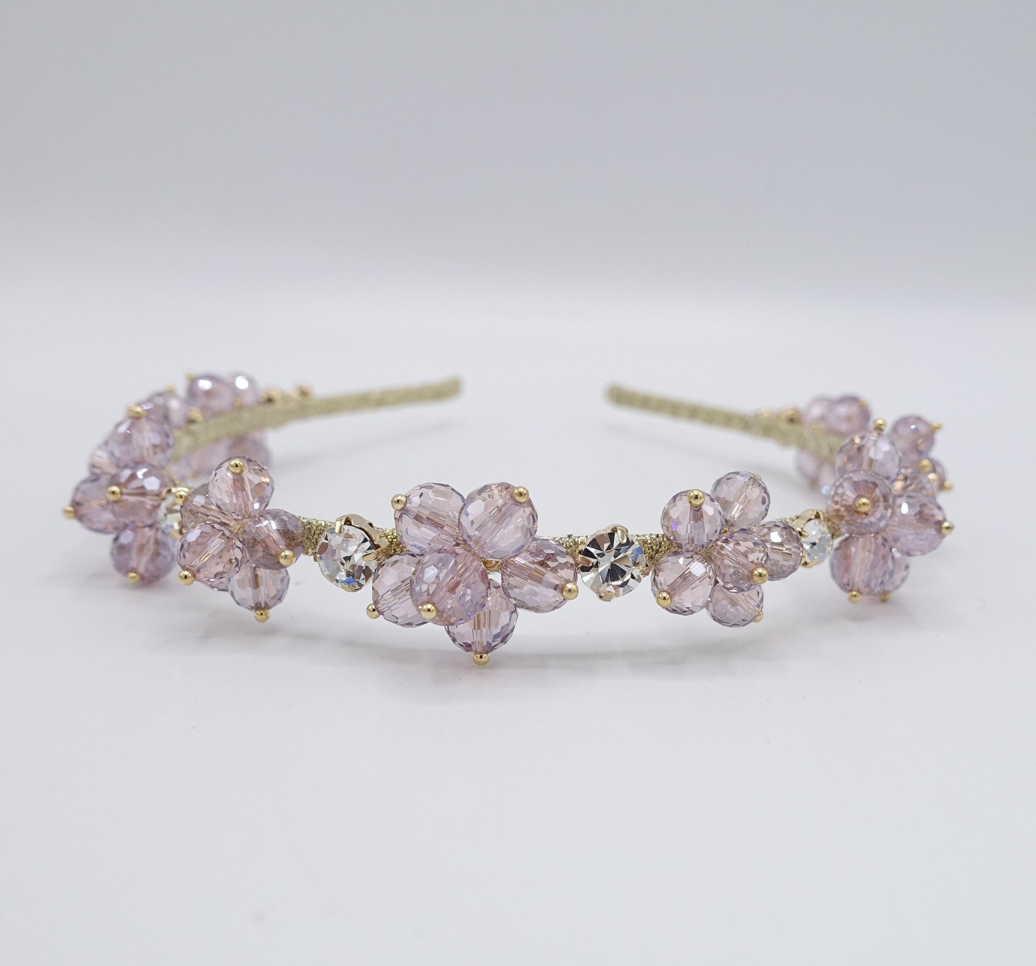 veryshine.com Bridal acc. Light violet crystal bead flower headband, event headband for women