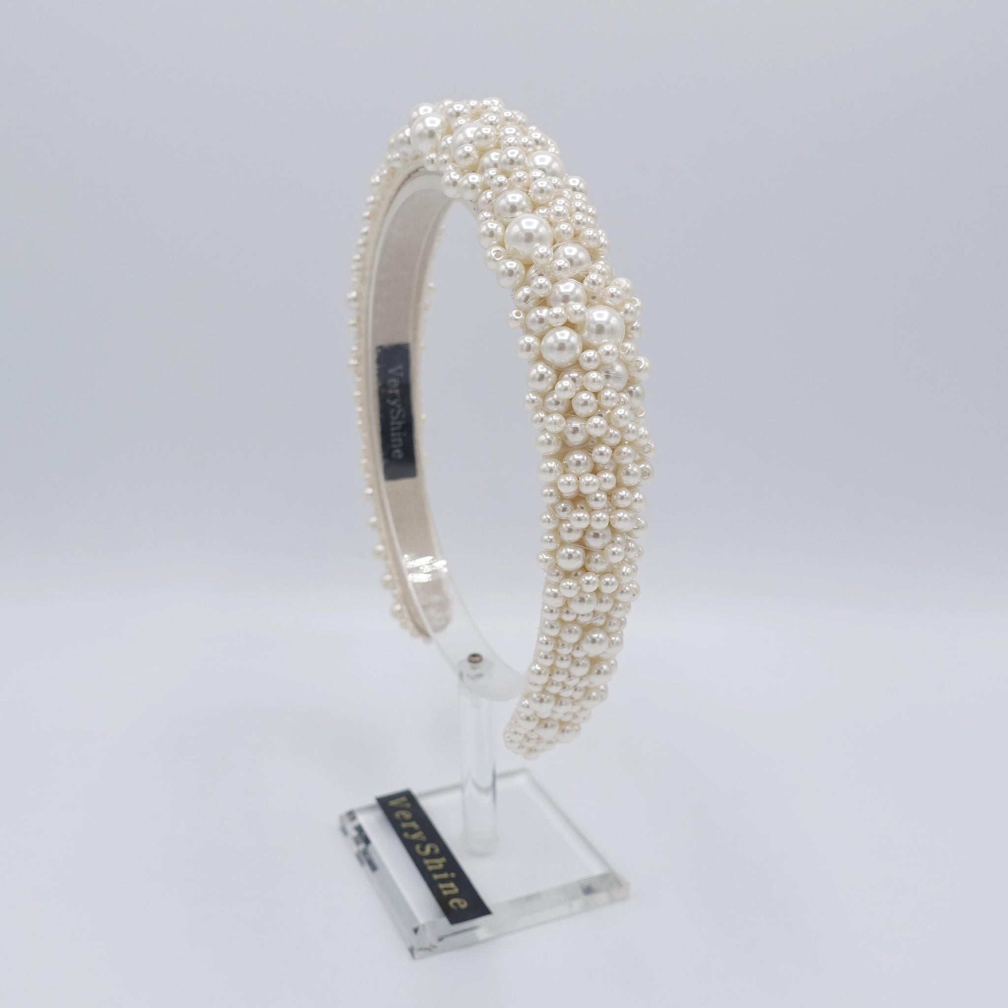 veryshine.com Bridal acc. narrower one bridal headband, pearl beaded headband , wedding headband