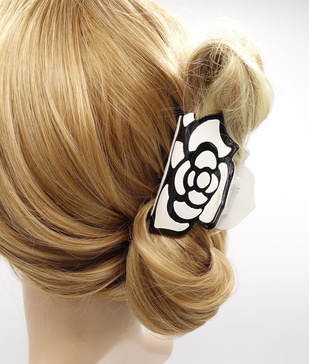 veryshine.com Hair Claw Large white cellulose flower hair claw, rose hair claw for women