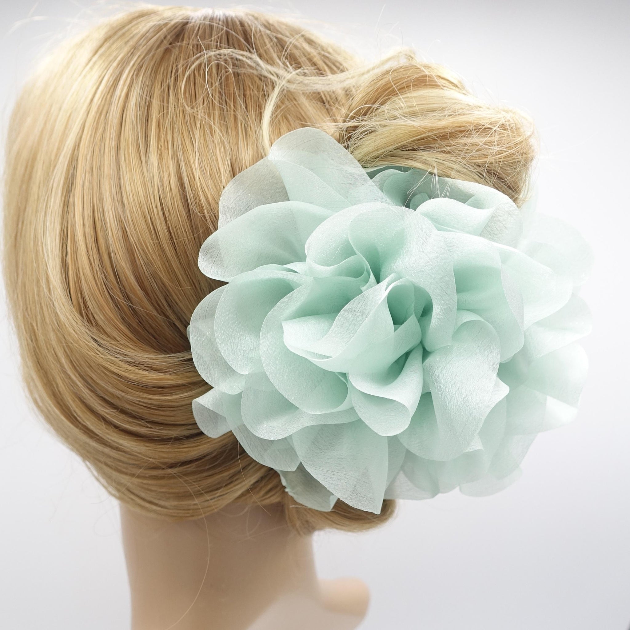 veryshine.com Hair Claw Mint big flower hair claw, organza hair claw for women
