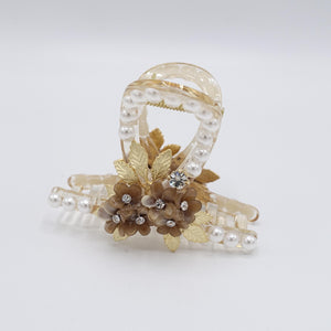 veryshine.com Hair Claw Mocha decorative hair claw, pearl hair claw, cute hair claw for women