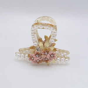 veryshine.com Hair Claw Pink decorative hair claw, pearl hair claw, cute hair claw for women