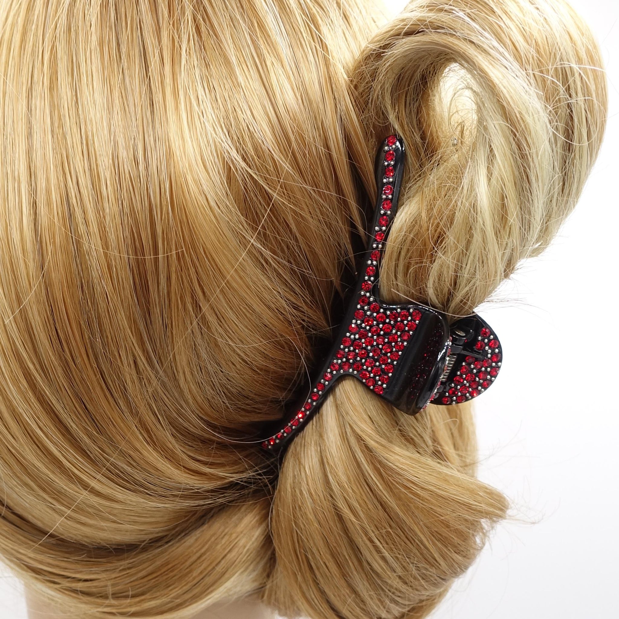 veryshine.com Hair Claw Red rhinestone hair claw, slim hair claw, occasion hair claw for women