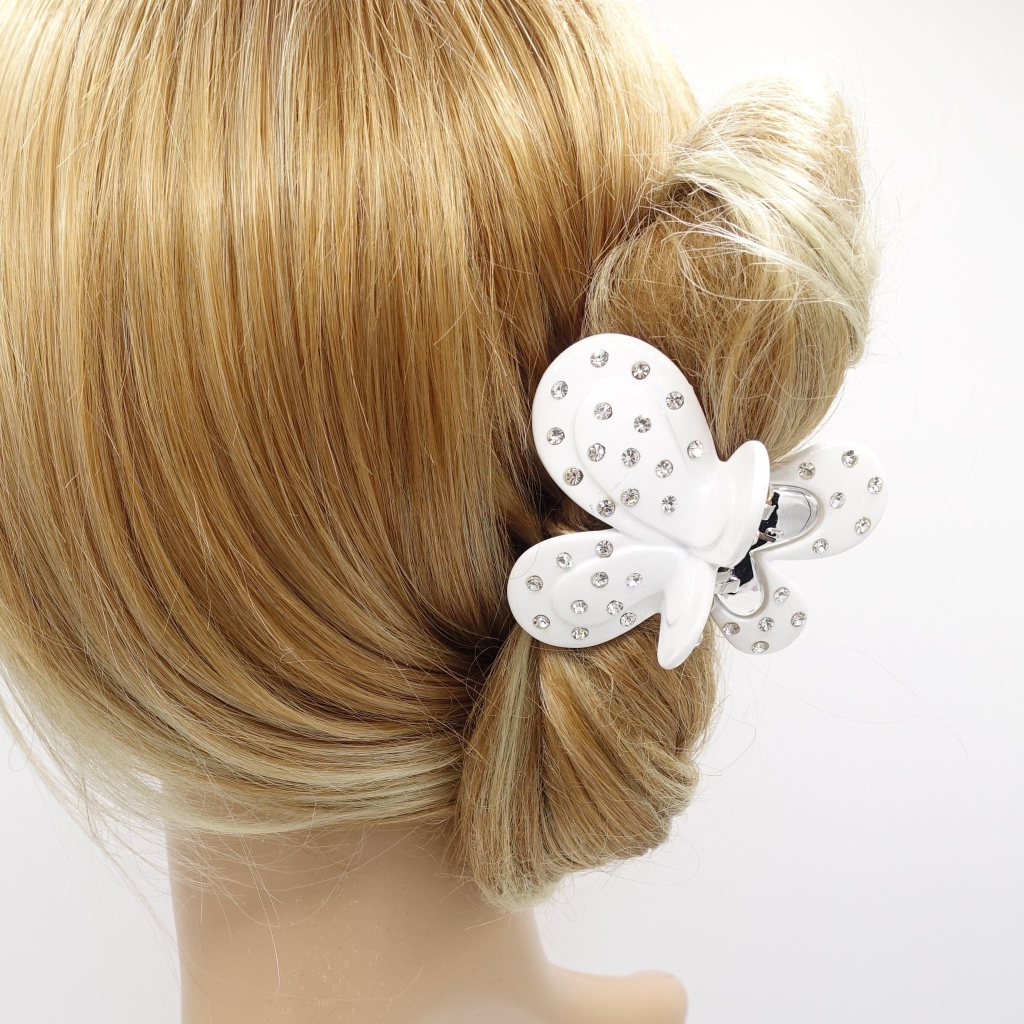 veryshine.com Hair Claw White butterful hair claw, rhinestone hair claw, two tone hair claw for women